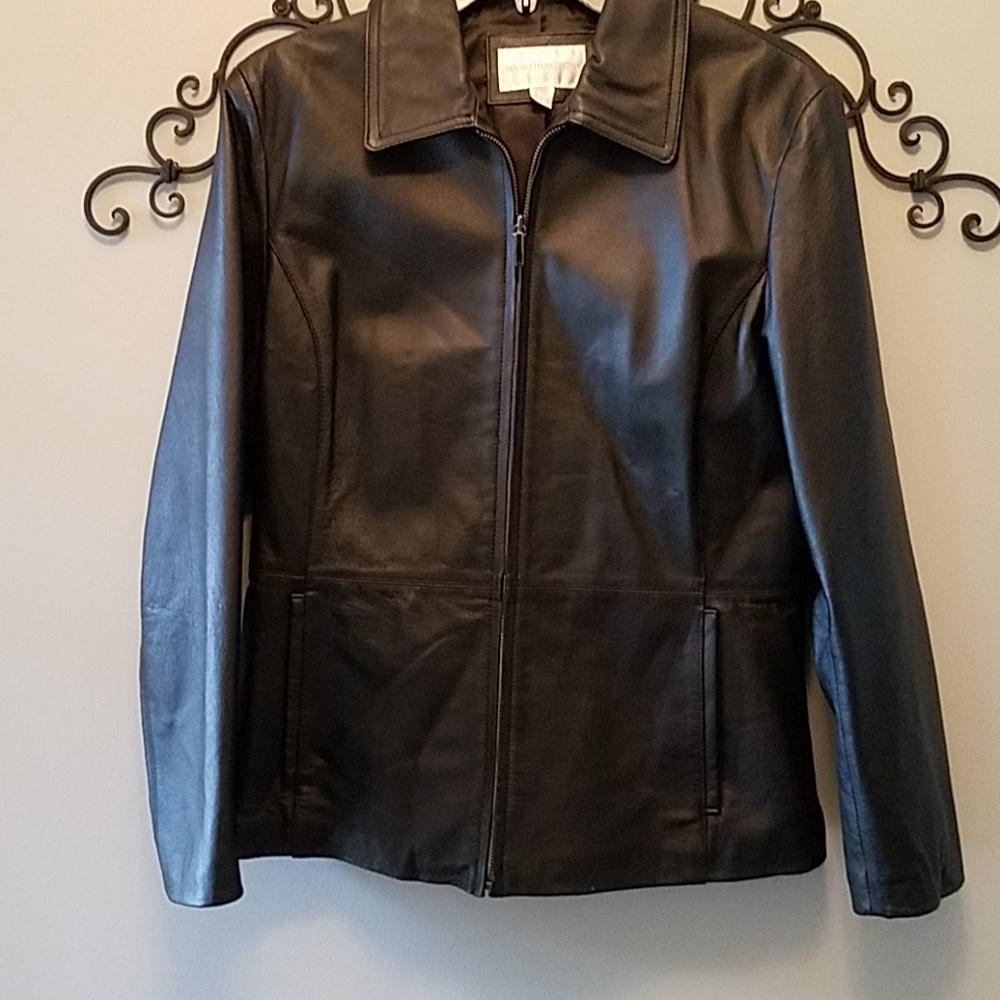 Medium black leather jacket
